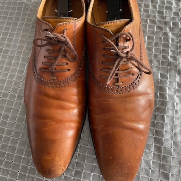 GUCCI MEN BROWN LEATHER LACE UP OXFORDS SIZE 9 main image 6